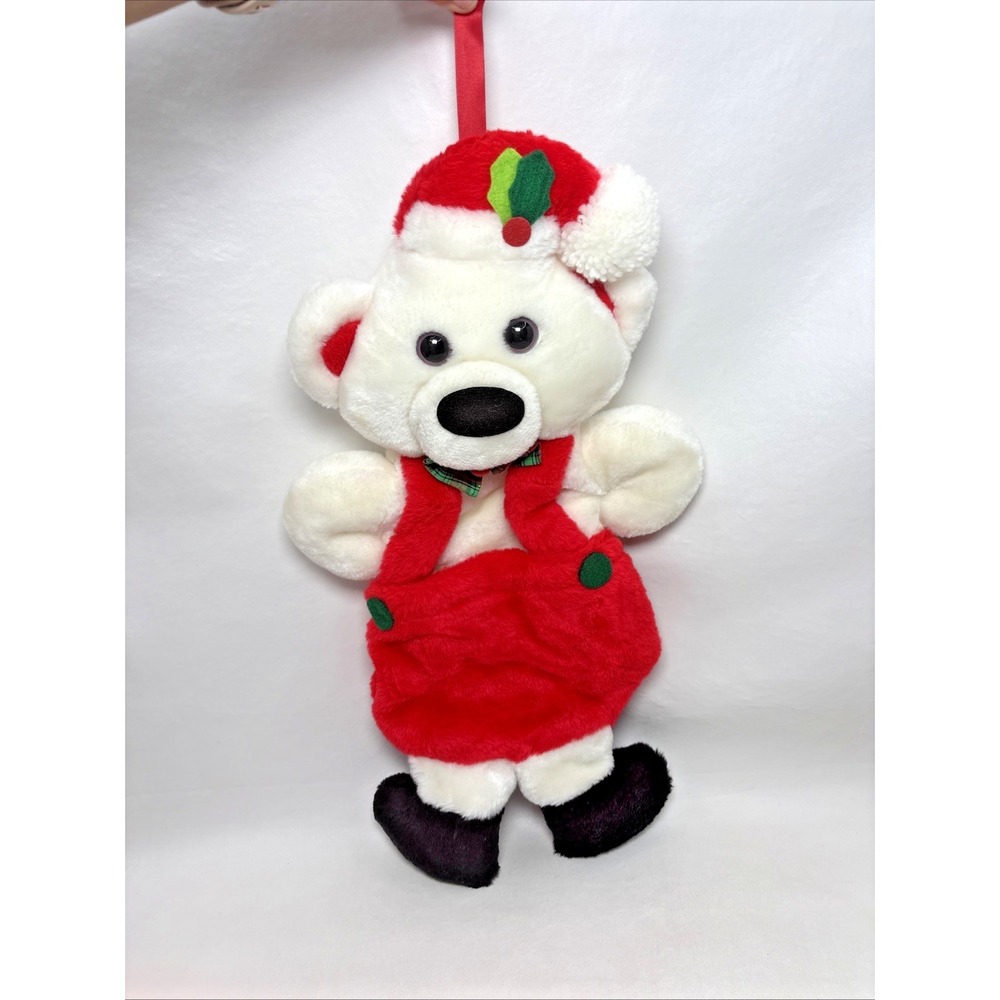 Santas Best Rennoc White Teddy Bear 1980s Christmas 3D Stocking Vintage‎ Plush